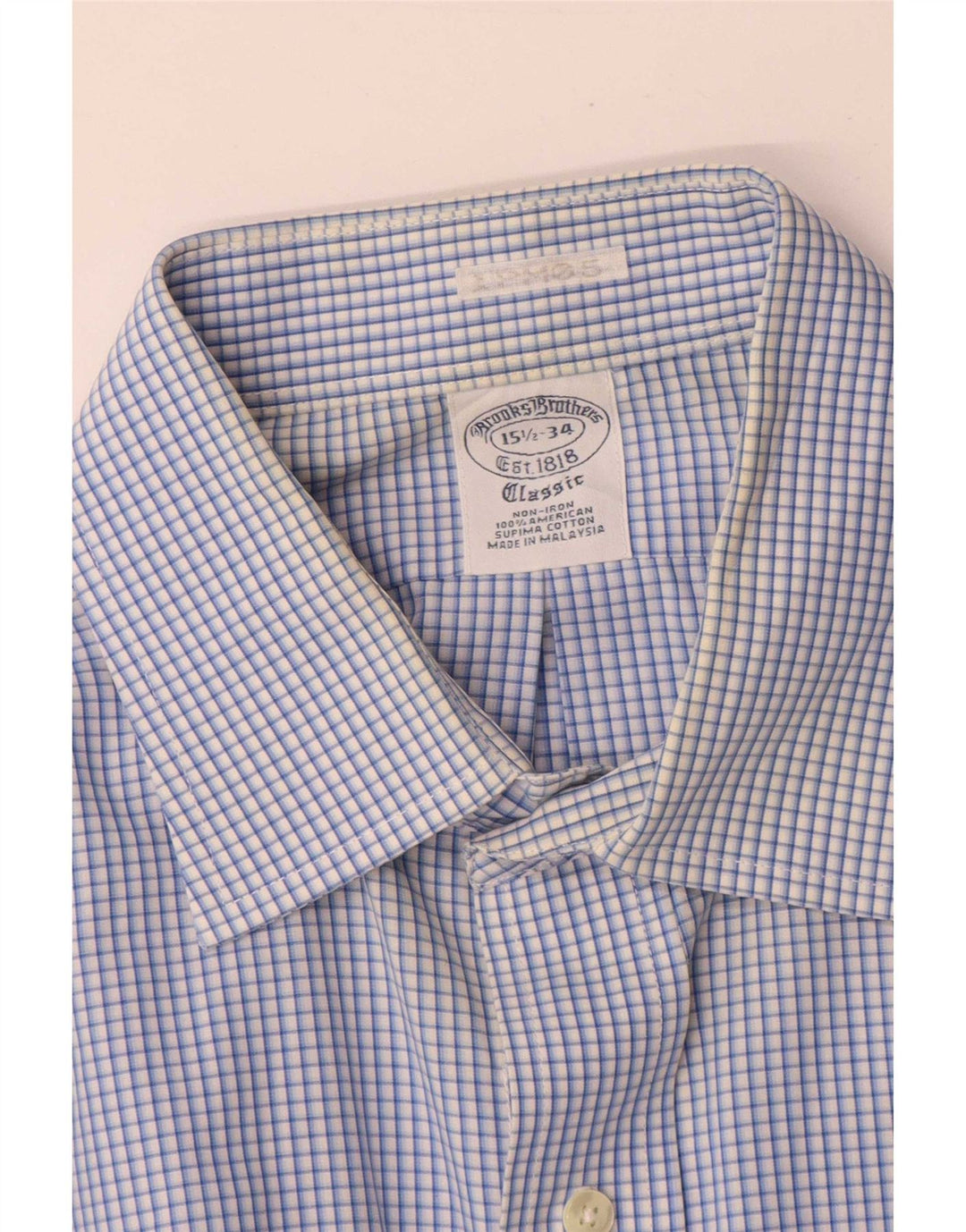 Brooks Brothers Ανδρικό πουκάμισο Classic Fit Μέγεθος 15 1/2 Medium Blue Gingham