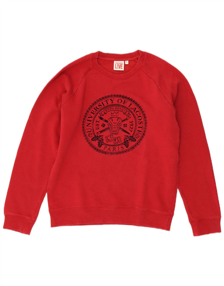 Ανδρικό γραφικό φούτερ Lacoste Jumper Μέγεθος 4 Μεσαίο κόκκινο βαμβακερό