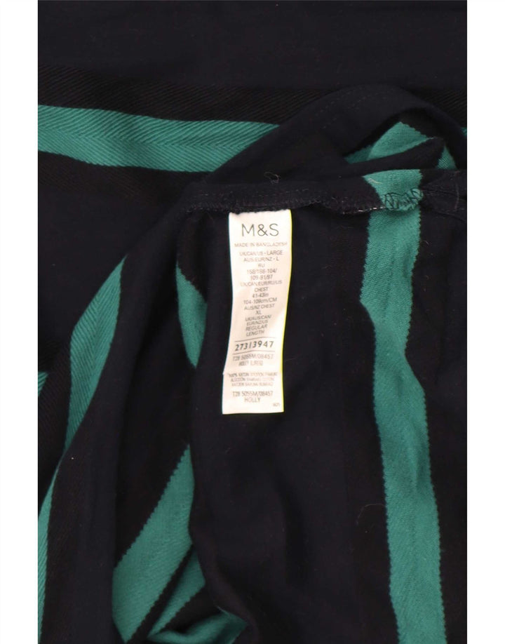 Marks & Spencer Ανδρικό μπλουζάκι μακρυμάνικο μεγάλο μπλε ριγέ βαμβακερό