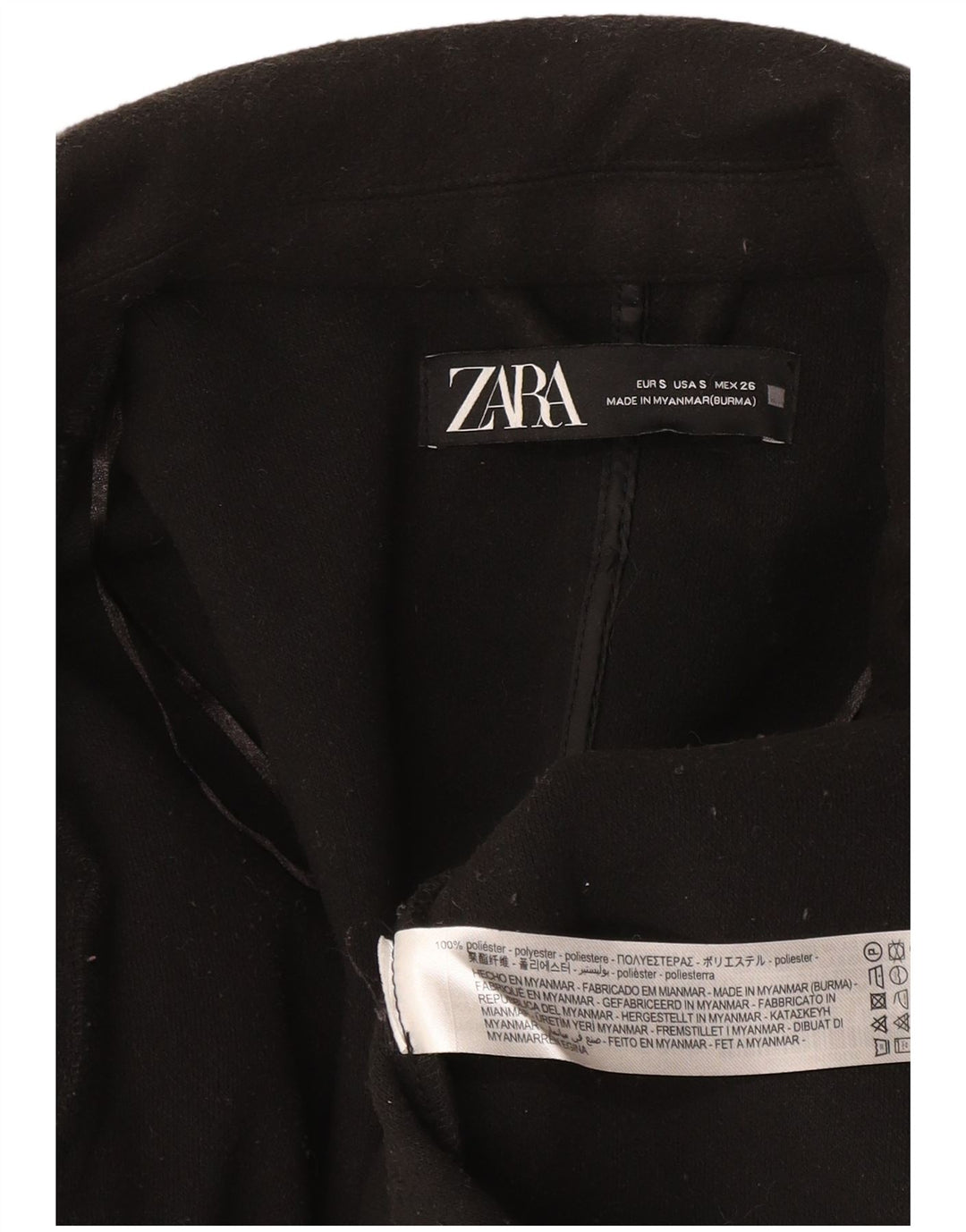 Zara Γυναικείο Ανοιχτό Μπουφάν Μπλέιζερ UK 10 Small Black Polyester