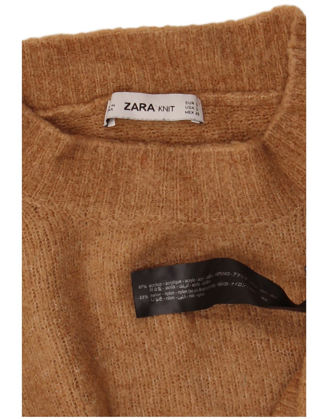 Zara Γυναικείο πουλόβερ με λαιμόκοψη μεγάλου μεγέθους χελώνας UK 10 Small Beige