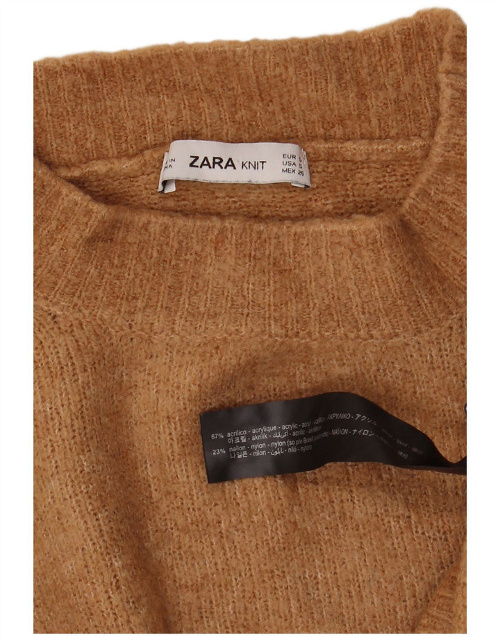 Zara Γυναικείο πουλόβερ με λαιμόκοψη μεγάλου μεγέθους χελώνας UK 10 Small Beige