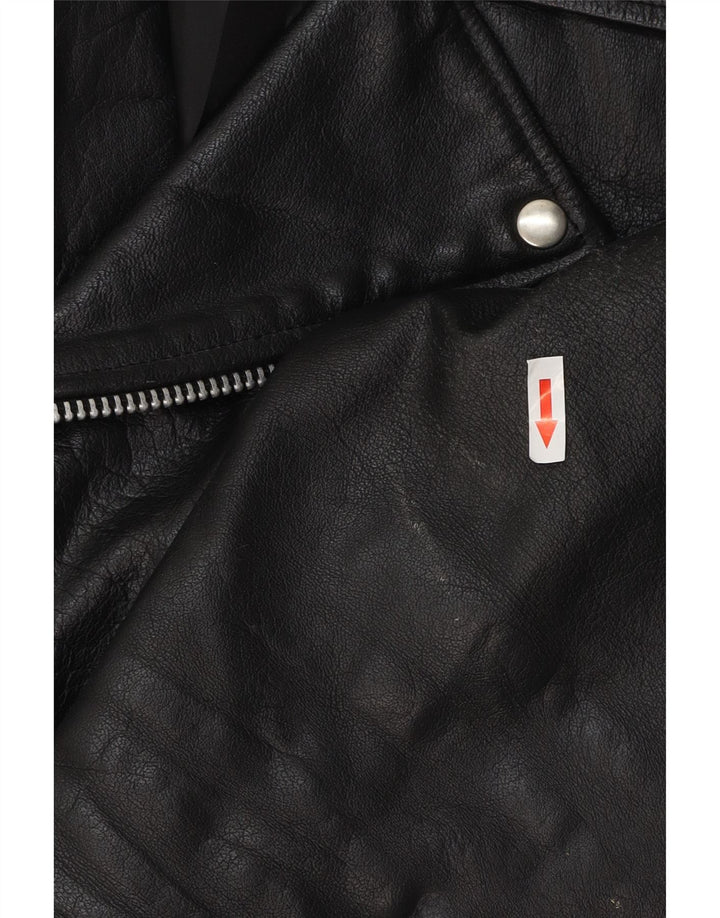 Vintage Γυναικείο Δερμάτινο Μπουφάν Biker UK 14 Medium Black Leather