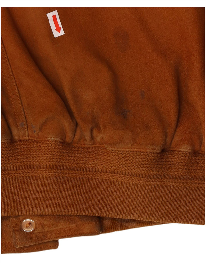 VINTAGE Ανδρικό Suede Bomber Jacket UK 42 XL Καφέ Δερμάτινο