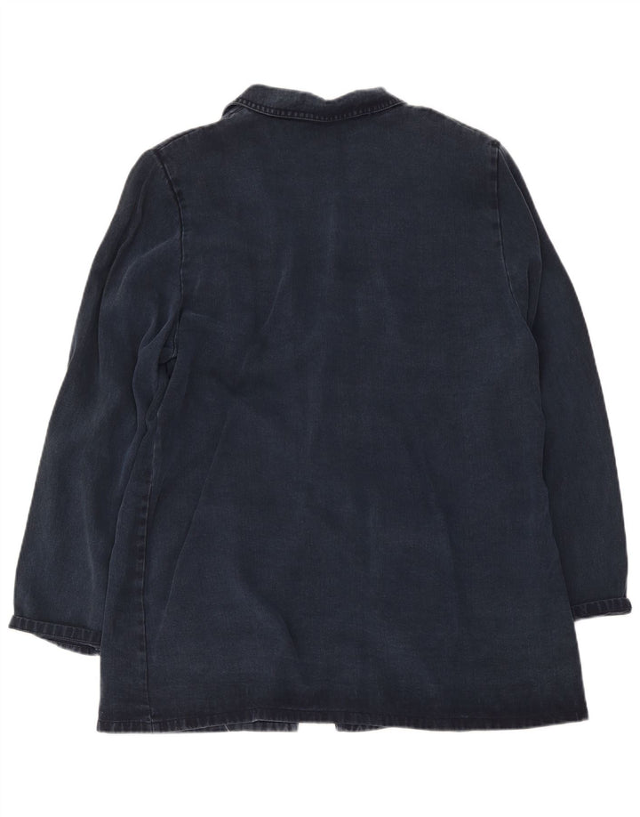 Vintage γυναικείο σακάκι 2 κουμπιών Longline Blazer UK 20 2XL Navy Blue Lyocell