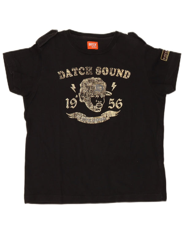Datch Girls Military Graphic T-shirt Top 11-12 Years Large Black