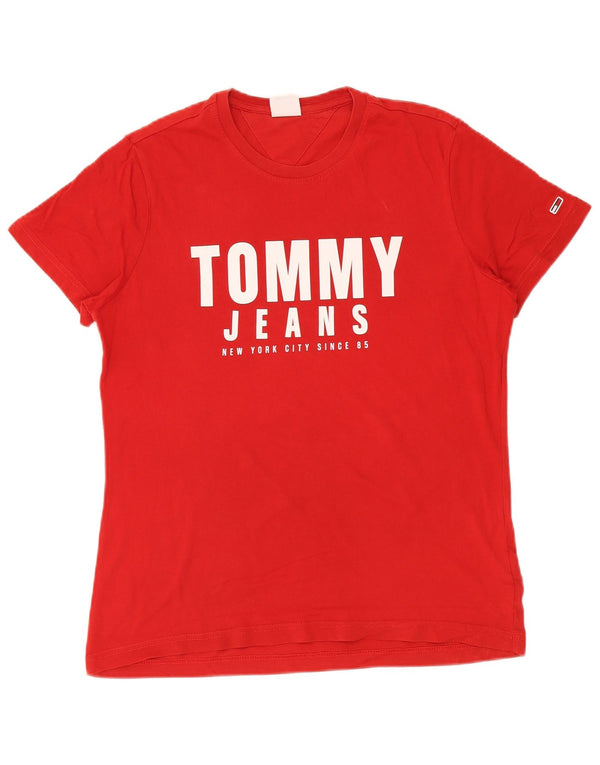 Γυναικείο T-Shirt Tommy Hilfiger Top UK 12 μεσαίο κόκκινο βαμβακερό