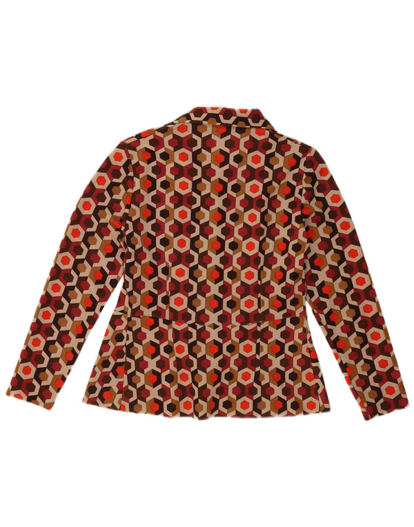 VINTAGE Γυναικεία μακρυμάνικη μπλούζα τοπ UK 12 Μεσαία Πολύχρωμη Γεωμετρική