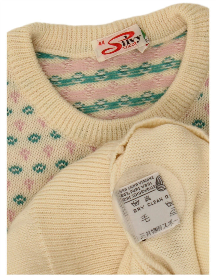 Silvy γυναικείο πουλόβερ με λαιμόκοψη IT 44 Medium Beige Fair Isle Wool
