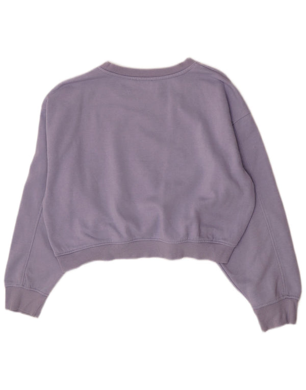 Zara Γυναικεία φούτερ Crop Jumper UK 16 Large Purple Cotton