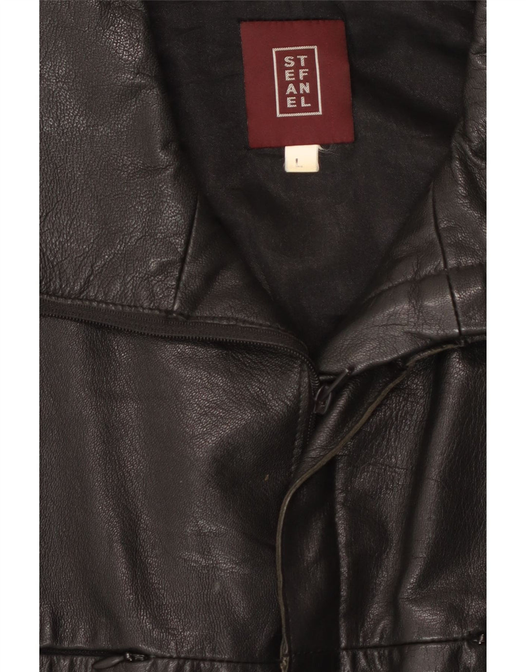 STEFANEL Ανδρικό Δερμάτινο Μπουφάν UK 40 Large Μαύρο Δερμάτινο