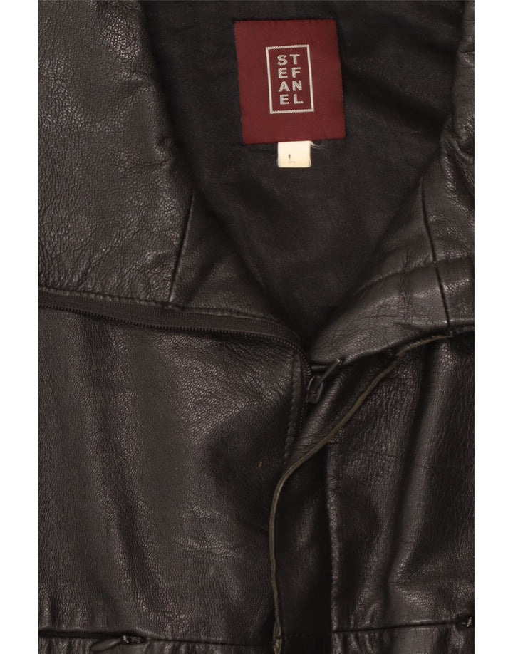 STEFANEL Ανδρικό Δερμάτινο Μπουφάν UK 40 Large Μαύρο Δερμάτινο