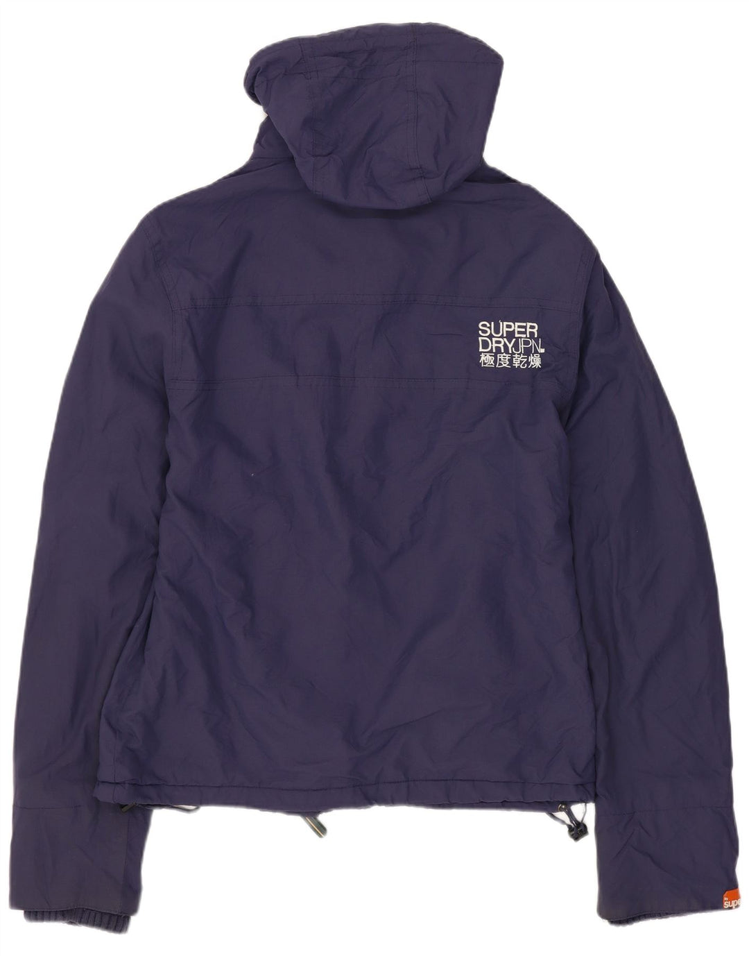 Γυναικείο μπουφάν SUPERDRY με κουκούλα αντιανεμικό UK 14 Medium Navy Blue Nylon