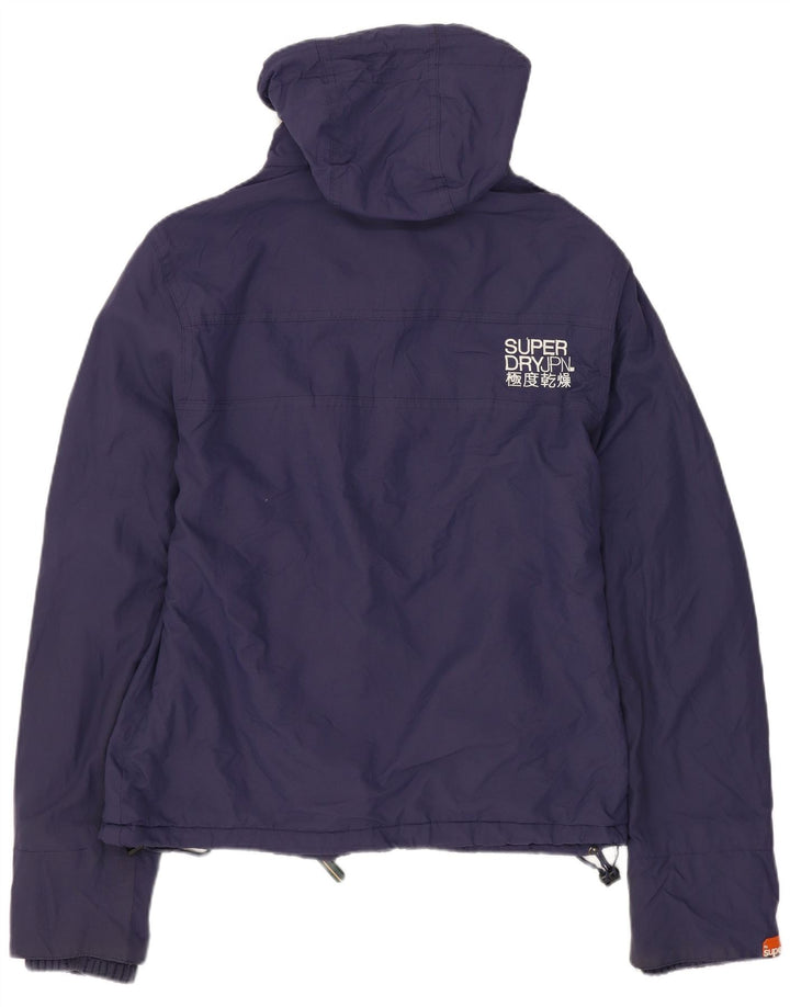Γυναικείο μπουφάν SUPERDRY με κουκούλα αντιανεμικό UK 14 Medium Navy Blue Nylon