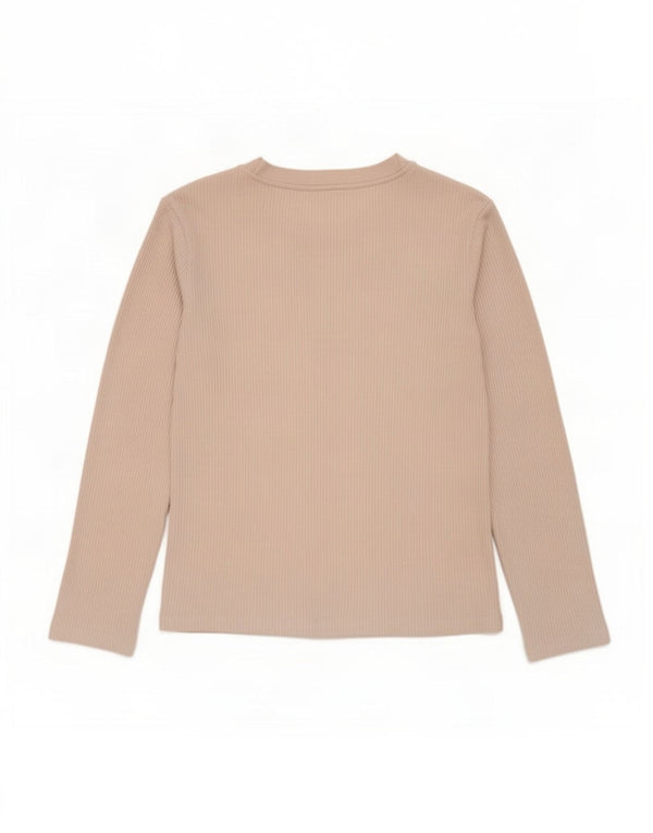 Zara Γυναικείο τοπ μακρυμάνικο UK 14 Medium Beige Πολυεστέρας