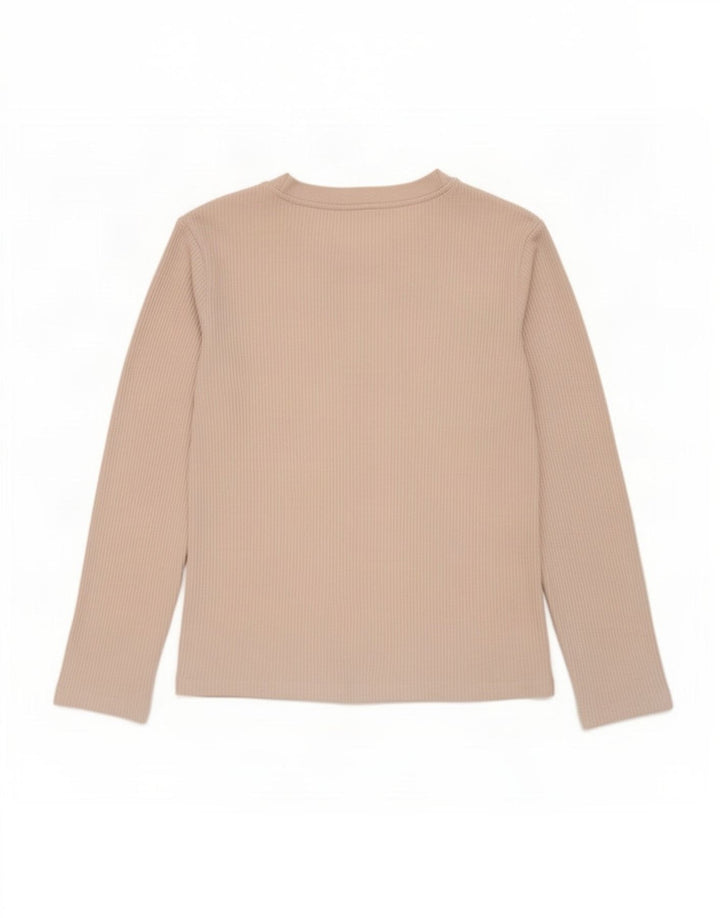Zara Γυναικείο τοπ μακρυμάνικο UK 14 Medium Beige Πολυεστέρας