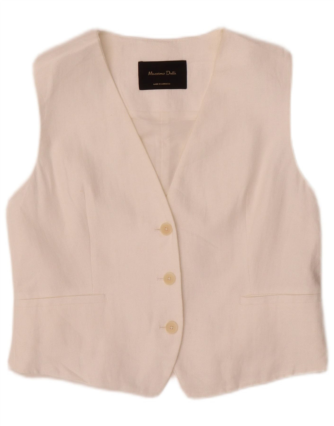 Massimo Dutti Γυναικείο Γιλέκο UK 12 Μεσαίο Λευκό Βαμβακερό