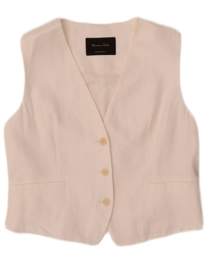Massimo Dutti Γυναικείο Γιλέκο UK 12 Μεσαίο Λευκό Βαμβακερό
