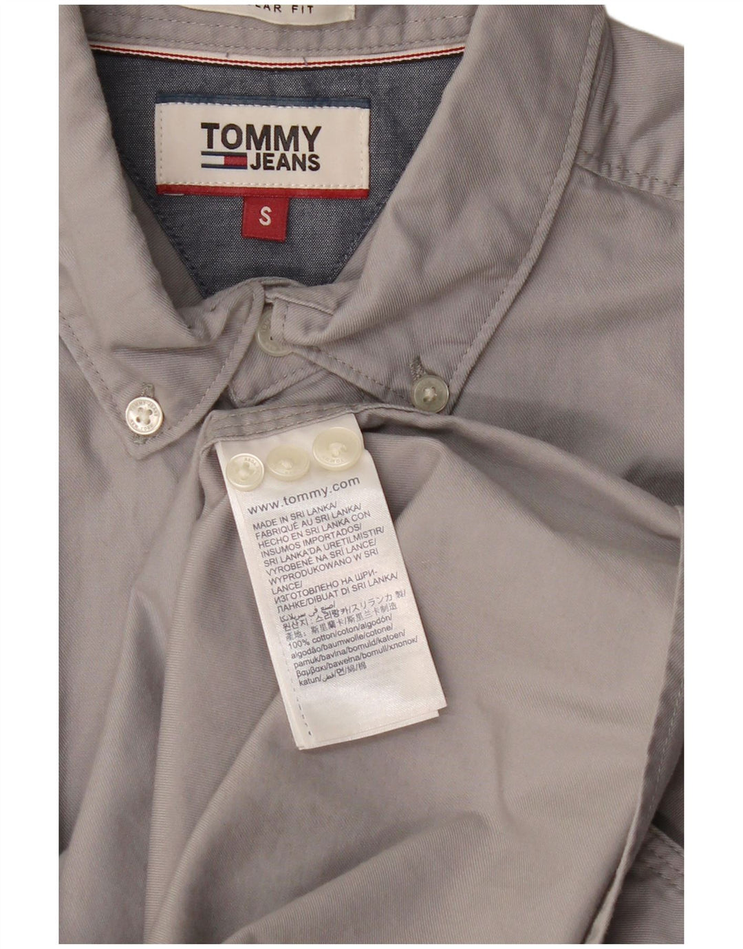 TOMMY HILFIGER Ανδρικό πουκάμισο με κανονική εφαρμογή, μικρό γκρι βαμβακερό
