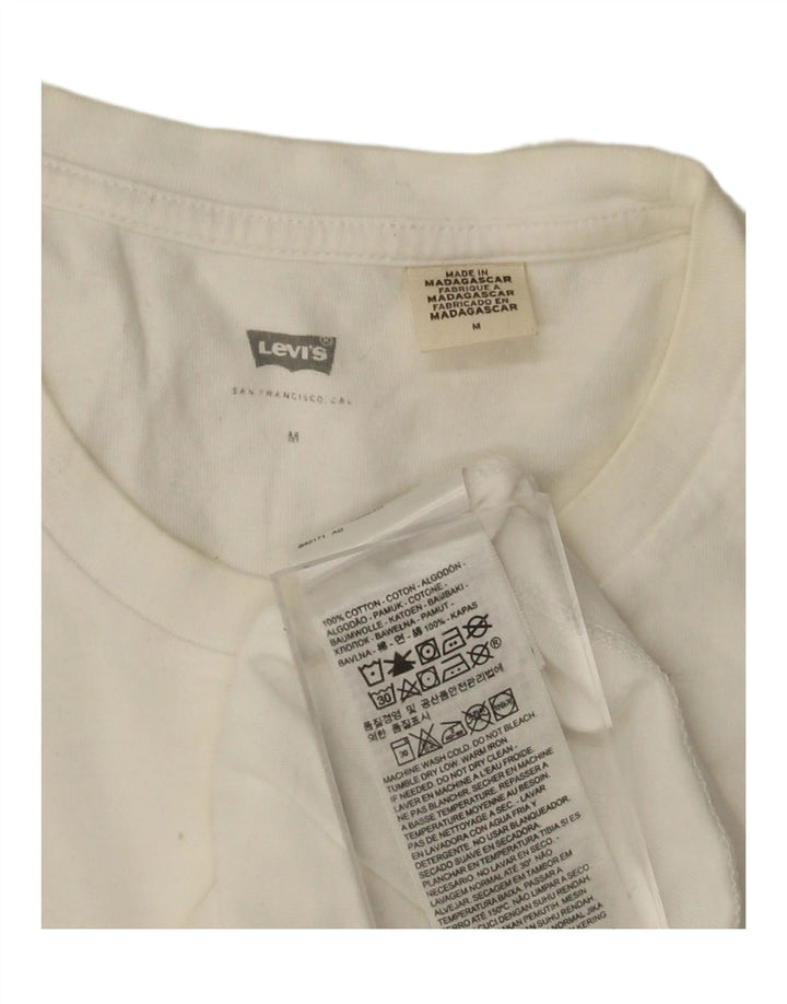 LEVI'S Mens Miami Graphic T-Shirt Top Medium White Cotton Vintage Levi's and Second-Hand Levi's from Messina Hembry 