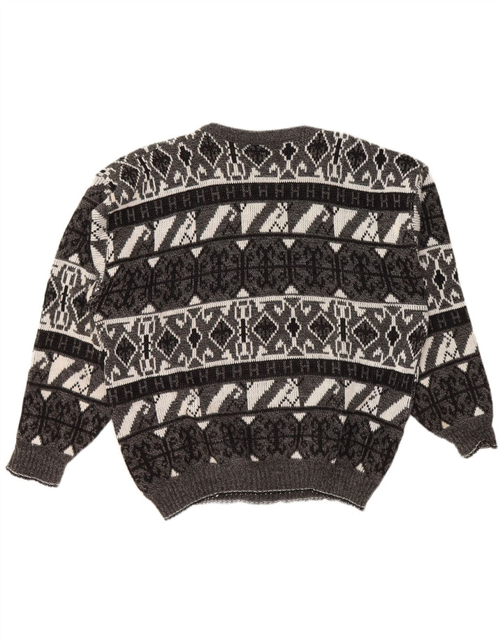 Ανδρικό πουλόβερ Vintage Boat Neck Jumper XL Γκρι γεωμετρικό ακρυλικό