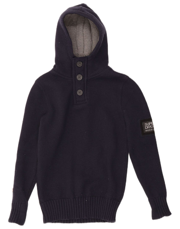 Superdry Ανδρικό γραφικό πουλόβερ με κουκούλα και λαιμό, μικρό ναυτικό μπλε