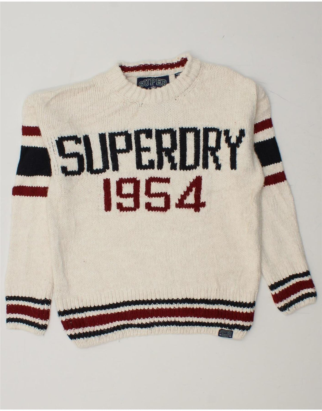 Γυναικείο πουλόβερ SUPERDRY Crew Neck Jumper UK 6 XS White Colourblock
