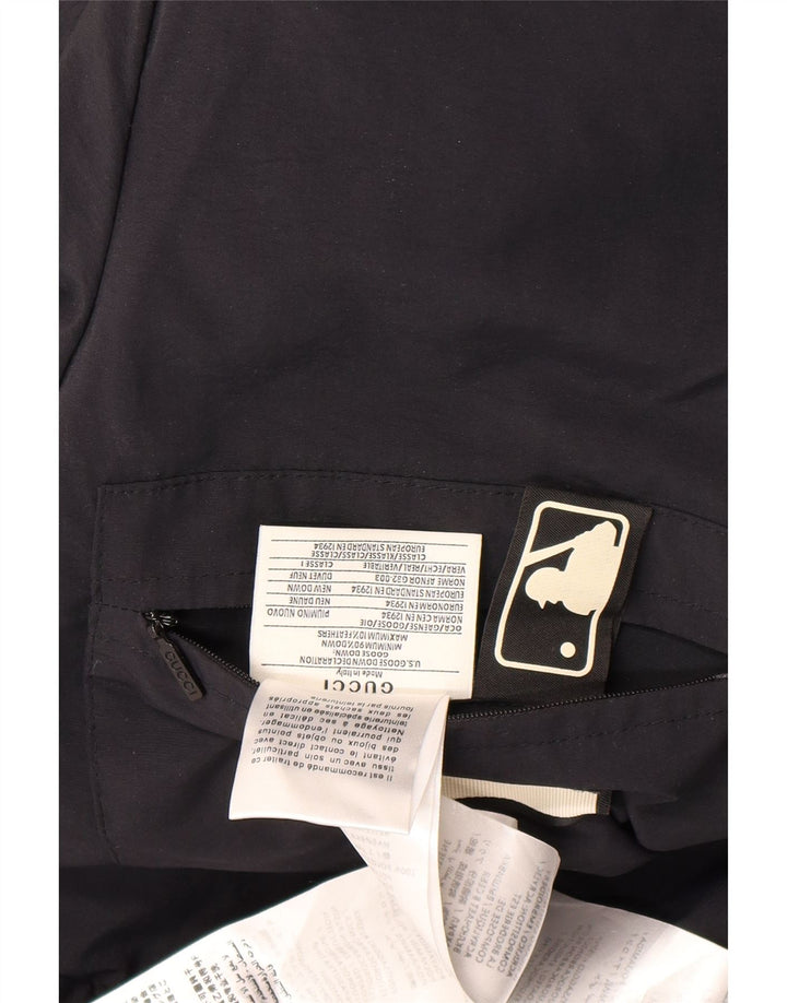 Ανδρικό παλτό Gucci γραφικό με κουκούλα με επένδυση IT 46 μεγάλο μαύρο πολυαμίδιο