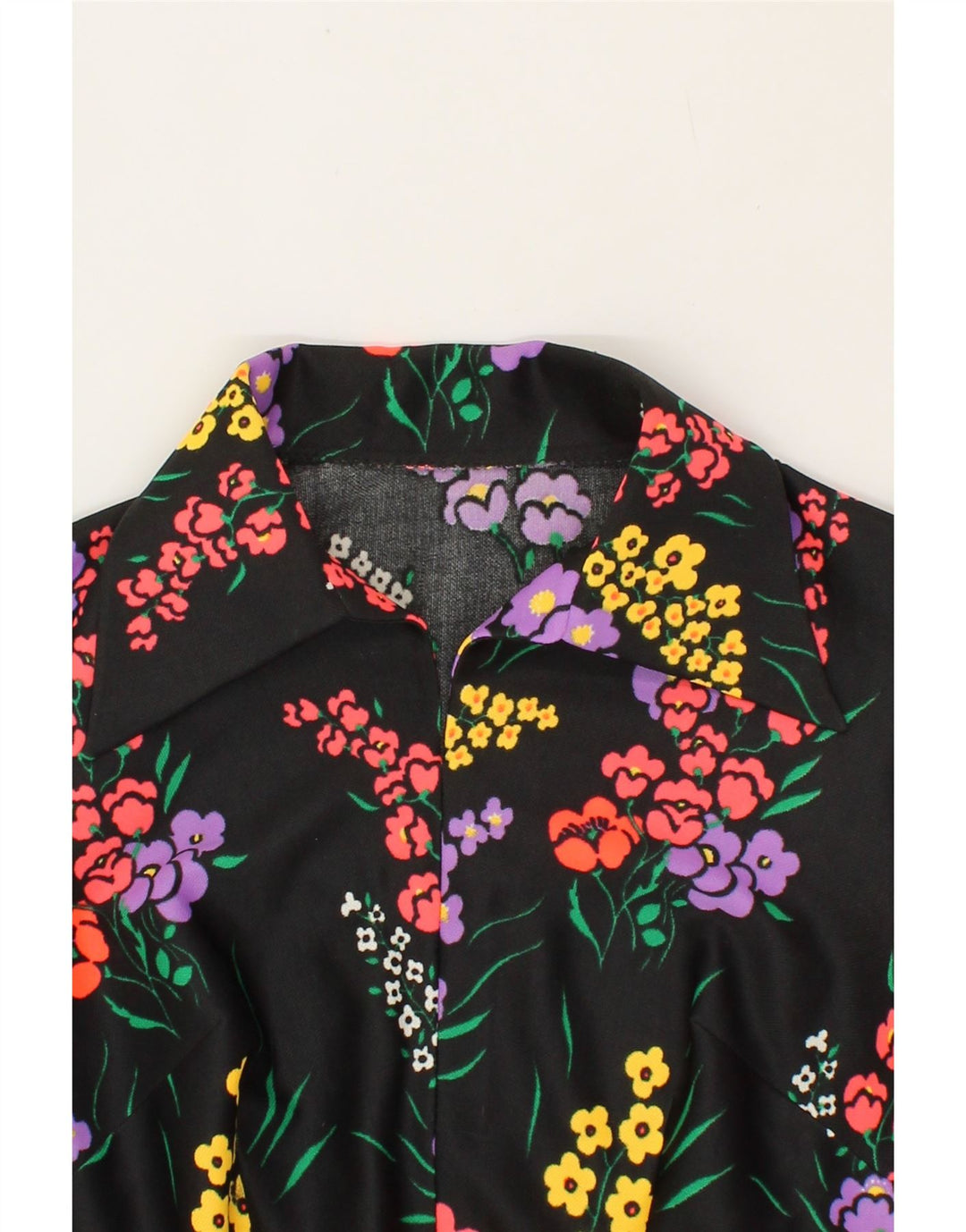 VINTAGE Γυναικείο φόρεμα A-Line UK 14 Medium Black Floral