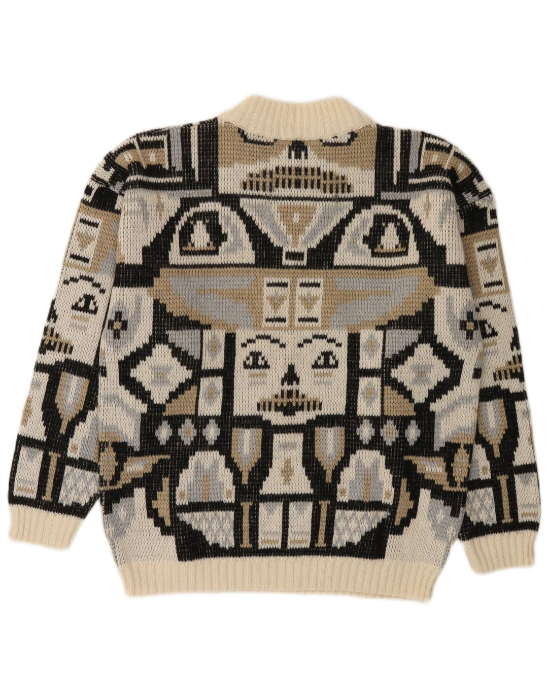 Vintage Ανδρικό πουλόβερ Mock Neck Jumper Μικρό πολύχρωμο γεωμετρικό μαλλί