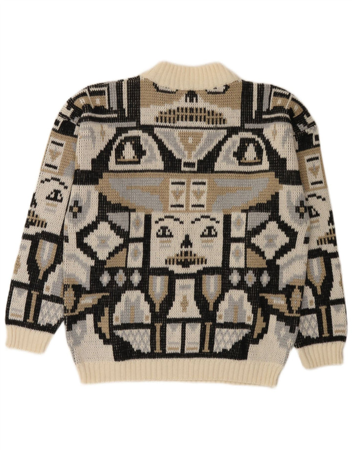 Vintage Ανδρικό πουλόβερ Mock Neck Jumper Μικρό πολύχρωμο γεωμετρικό μαλλί