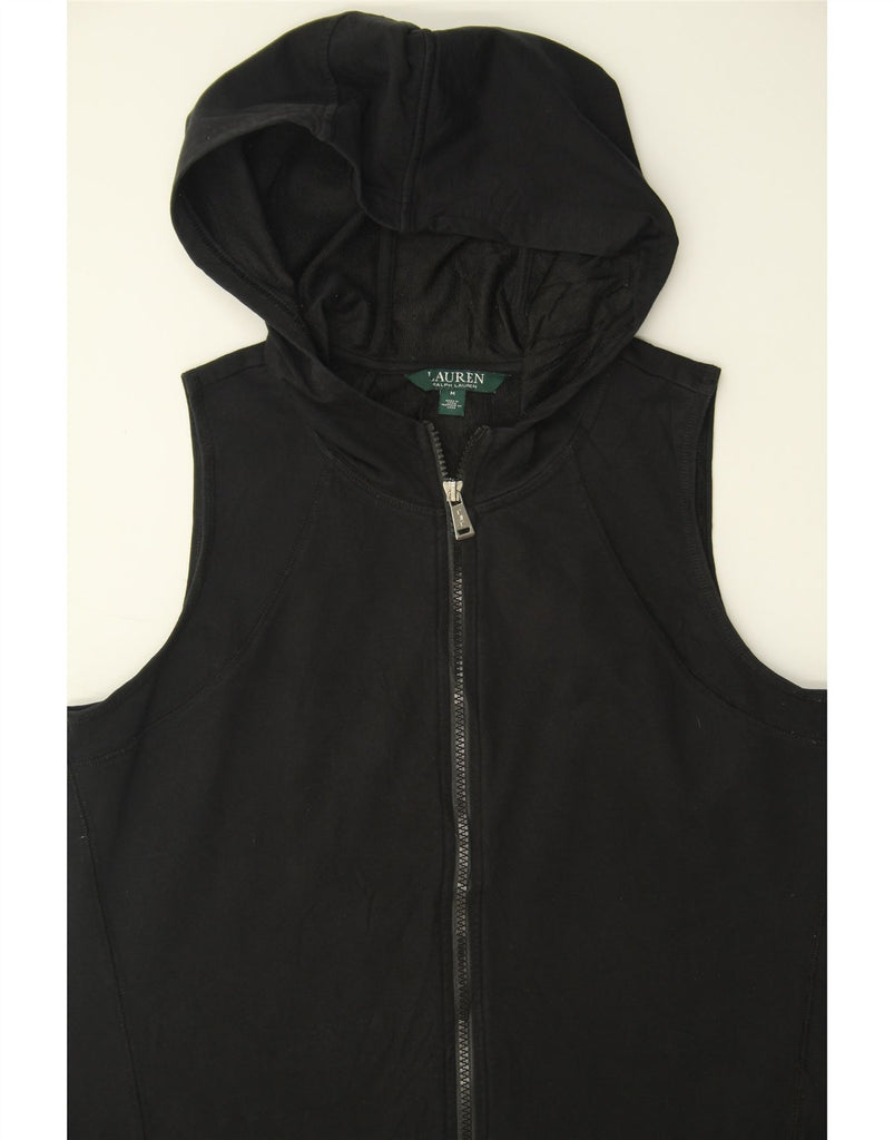 RALPH LAUREN Womens Sleeveless Zip Hoodie Sweater UK 14 Medium Black Vintage Ralph Lauren and Second-Hand Ralph Lauren from Messina Hembry 