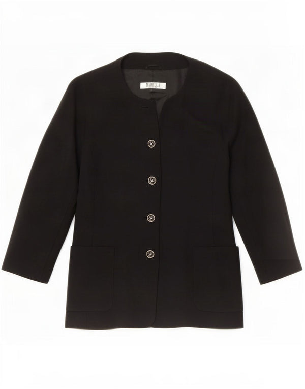 Marella Womens 4 Button Blazer Jacket UK 12 Medium Black New Wool