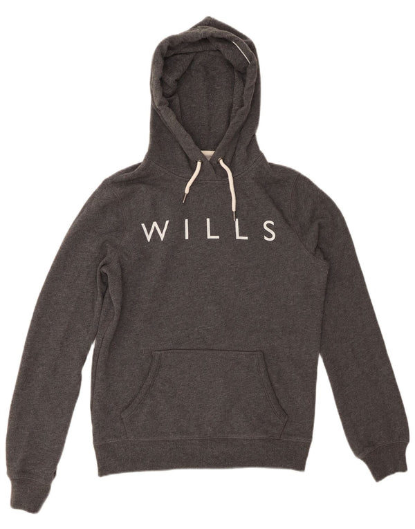 JACK WILLS Γυναικείο γραφικό υπερμεγέθη κουκούλα UK 8 Μικρό γκρι βαμβακερό