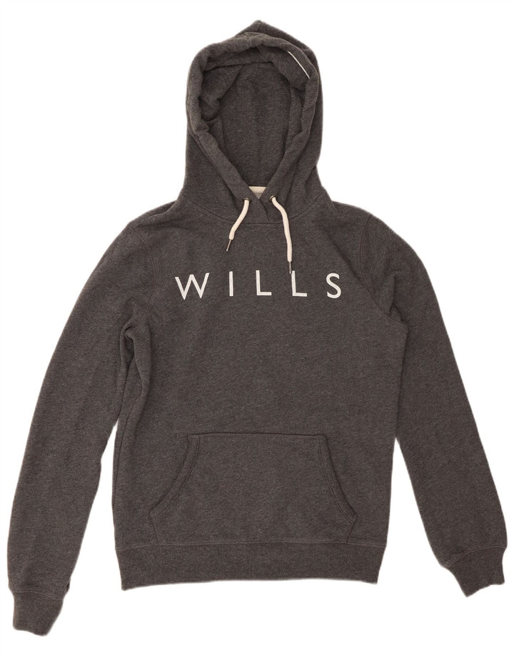 JACK WILLS Γυναικείο γραφικό υπερμεγέθη κουκούλα UK 8 Μικρό γκρι βαμβακερό