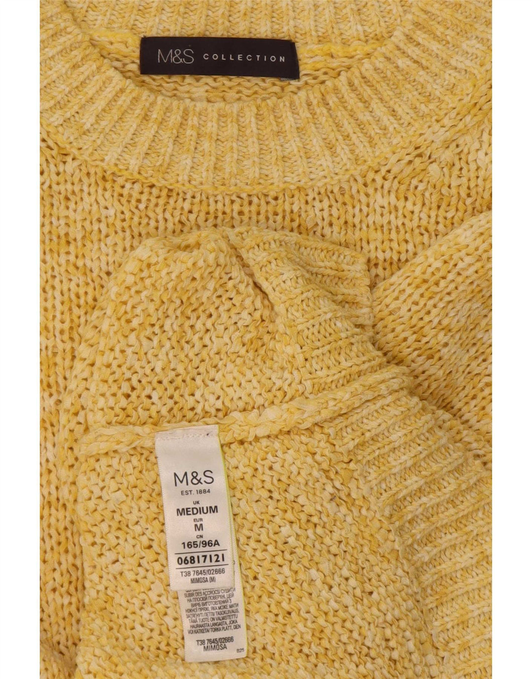 Marks & Spencer Γυναικείο πουλόβερ με λαιμόκοψη UK 14 Medium Yellow