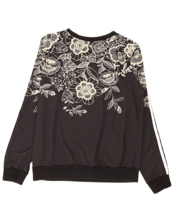 Γυναικεία φούτερ Adidas Jumper UK 12 Medium Black Floral Polyester