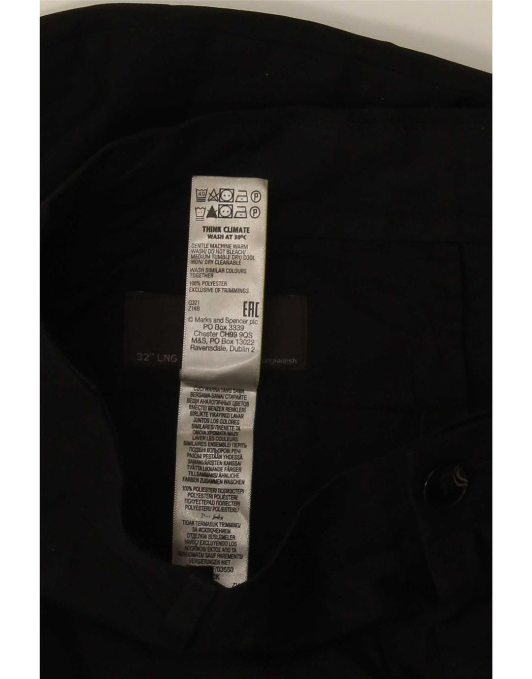 Marks & Spencer Ανδρικό Slim παντελόνι Chino W32 L33 Μαύρο Πολυεστέρας