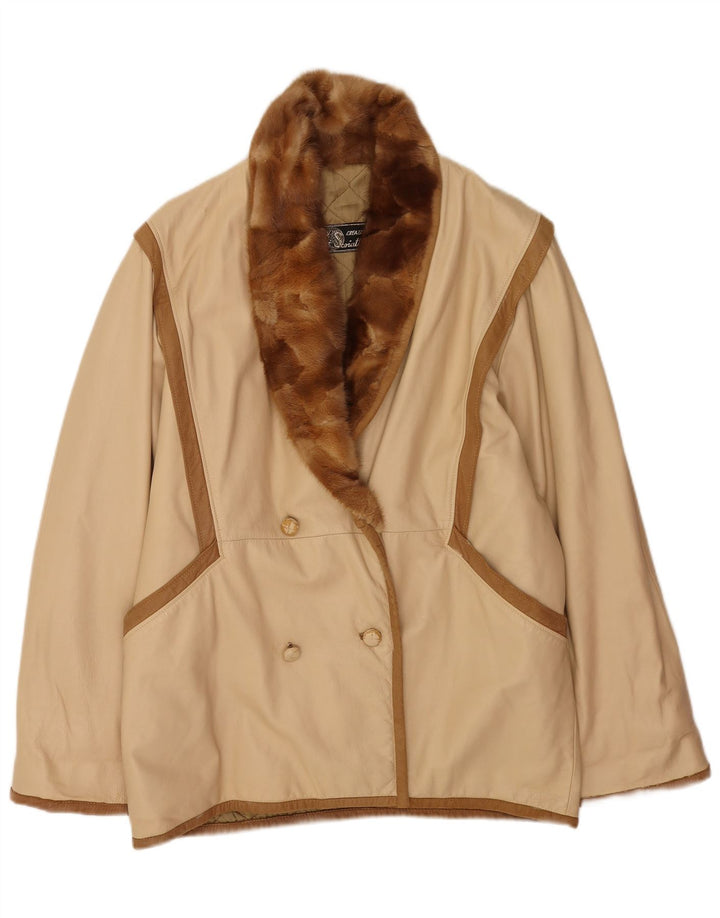 Vintage γυναικείο παλτό με διπλό στήθος UK 16 Large Beige