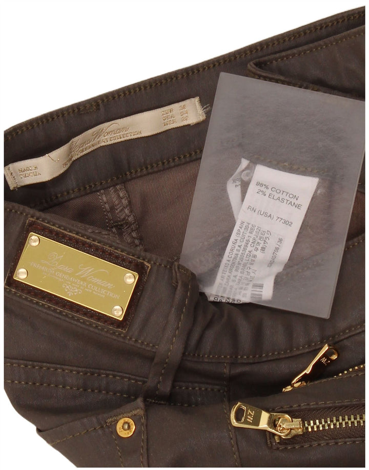 ZARA Γυναικείο Skinny Casual Παντελόνι W26 L28 Καφέ Βαμβακερό