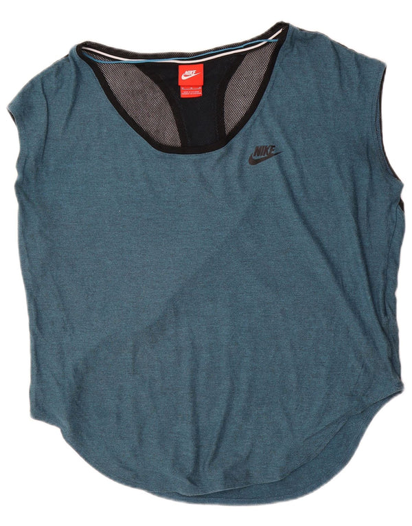 Nike Womens Oversized Vest Top UK 14 Medium Blue Colourblock Modal