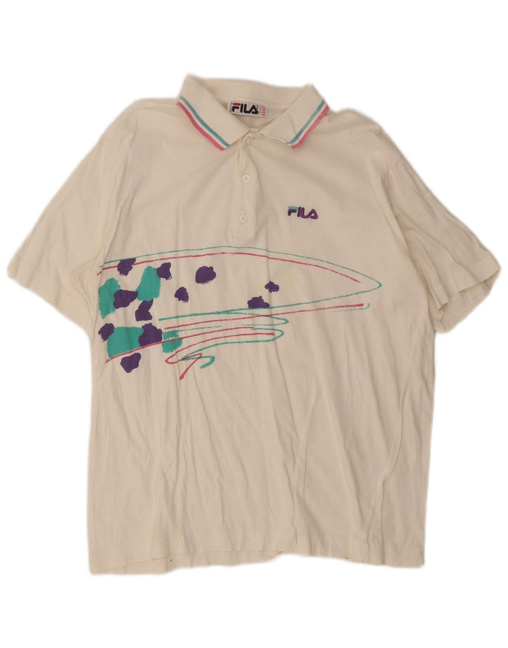 Fila Ανδρικό πουκάμισο γραφικό πόλο IT 54 XL Λευκό ριγέ