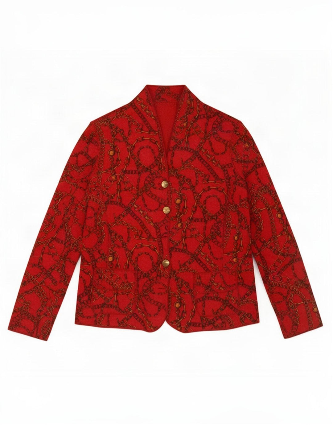 Vintage Γυναικείο Abstract Pattern Reversible Blazer Jacket UK 14 Medium Red