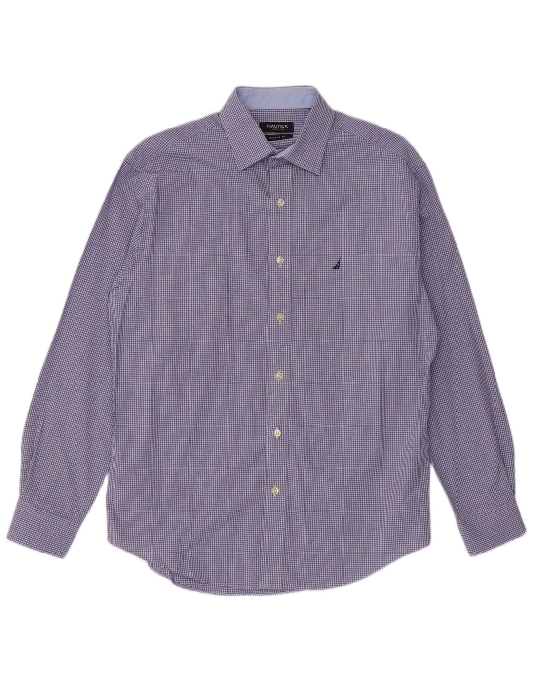 NAUTICA Ανδρικό πουκάμισο Classic Fit Μέγεθος 15 Medium Blue Check Cotton