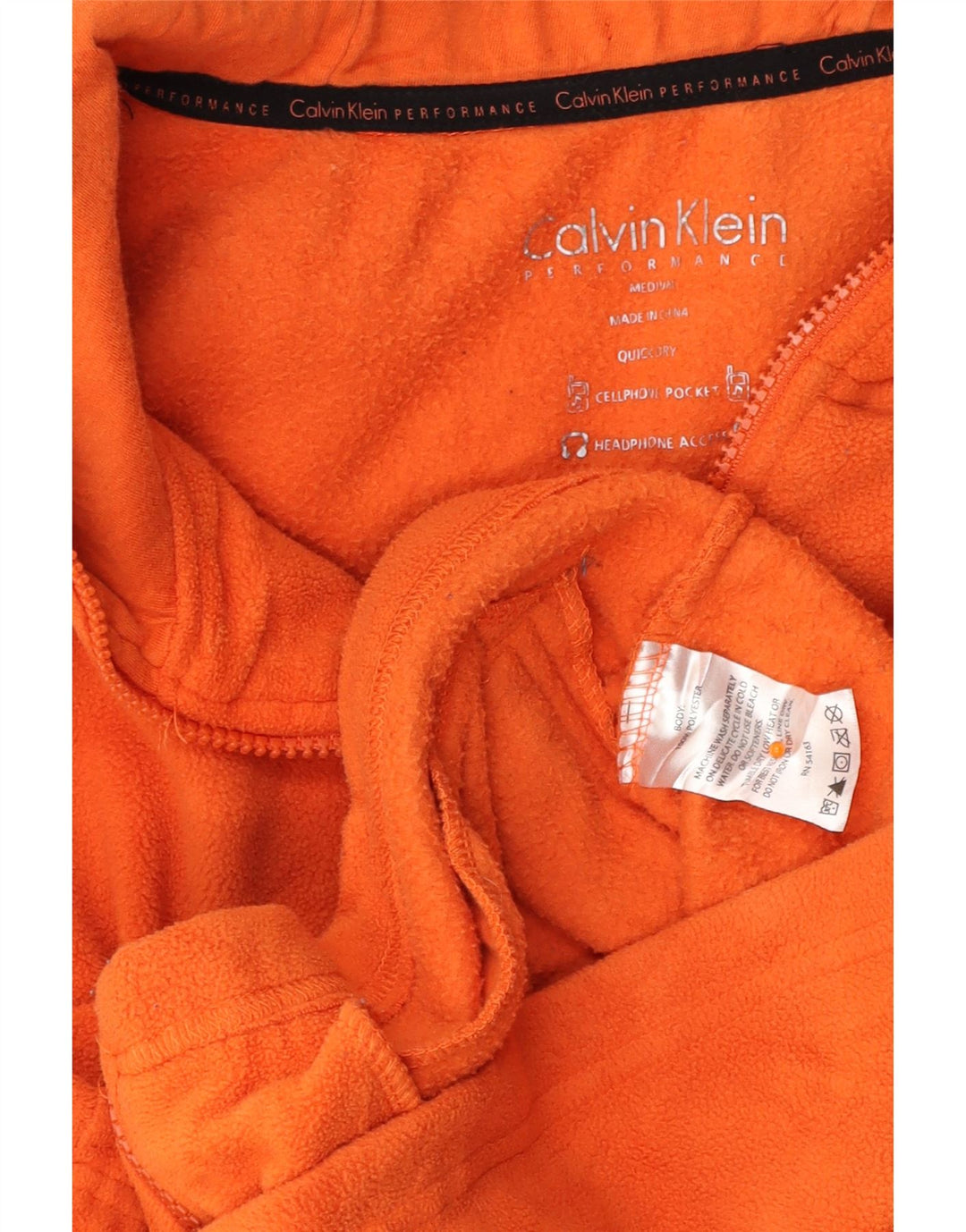 CALVIN KLEIN Γυναικείο φλις μπουφάν UK 12 μεσαίο πορτοκαλί πολυεστέρας