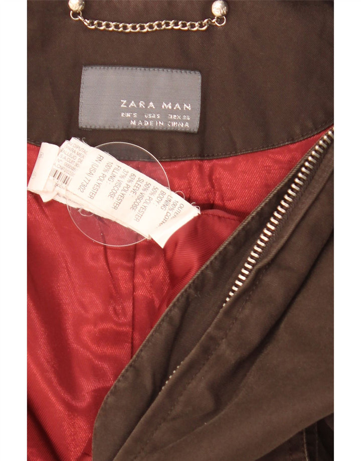 Zara Mens Bomber Jacket UK 36 Small Brown Βαμβακερό