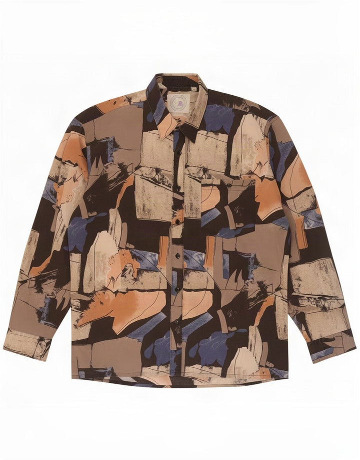 Vintage Ανδρικό πουκάμισο Abstract Pattern Μέγεθος 41/42 Μεγάλο Πολύχρωμο