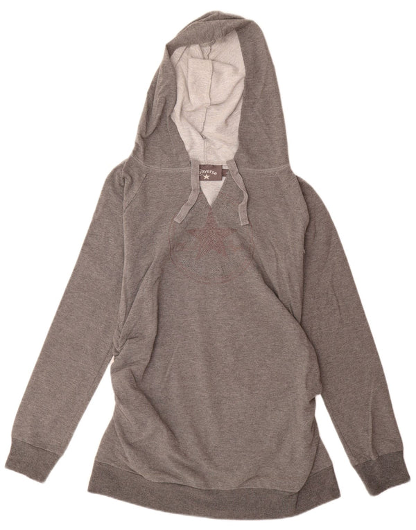 CONVERSE Γυναικείο γραφικό κουκούλα UK 14 μεγάλο βαμβακερό γκρι