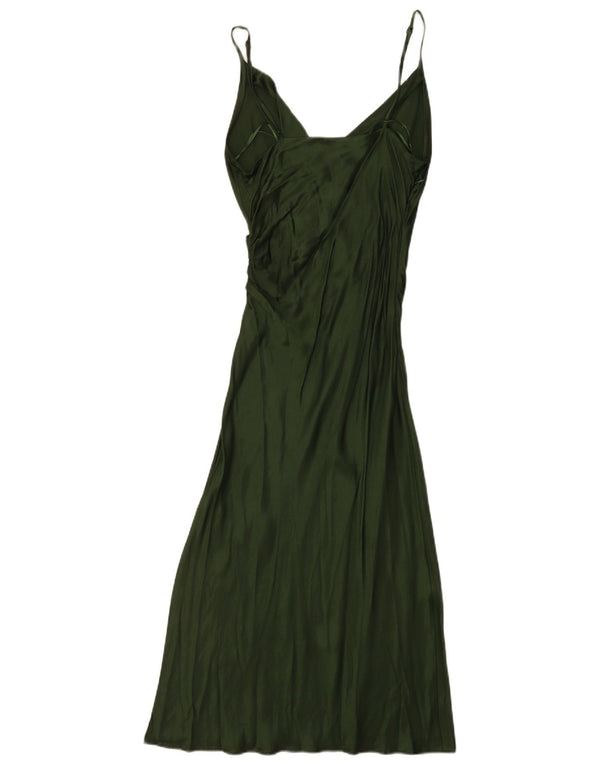 Zara Γυναικείο Αμάνικο Maxi Φόρεμα UK 8 Small Green Viscose