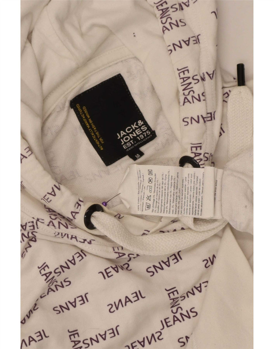 Jack & Jones Ανδρικό γραφικό με κουκούλα, μεσαίο λευκό βαμβακερό
